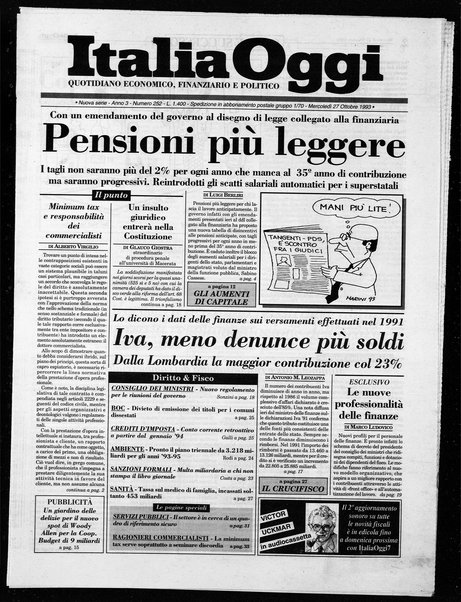 Italia oggi : quotidiano di economia finanza e politica